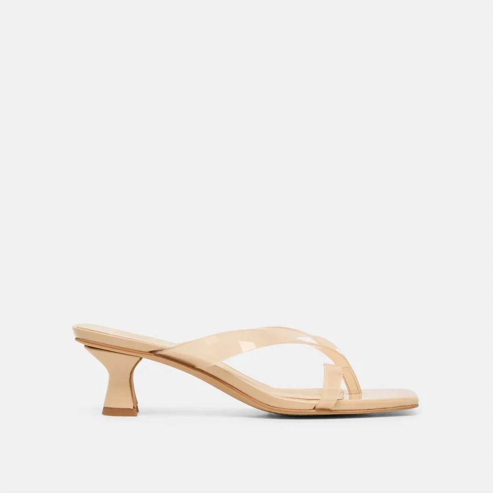 NEW DOLCE VITA women's brevel vinyl heels sandal in praline jelly